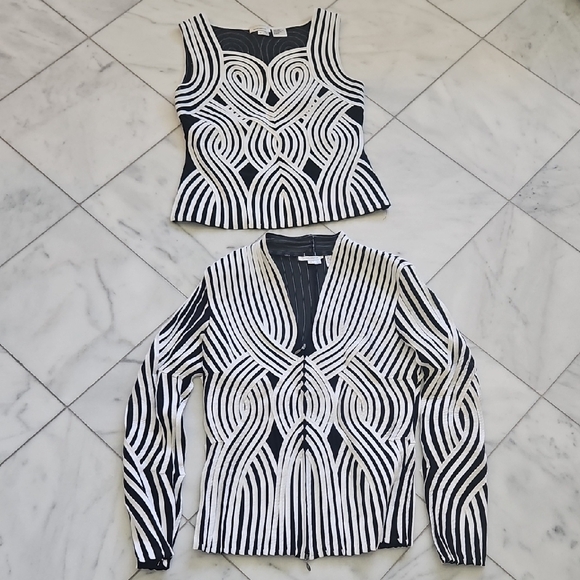 Andrea Rosati Tops - Andrea Roseti Black and White Patterned Top and Jacket Set